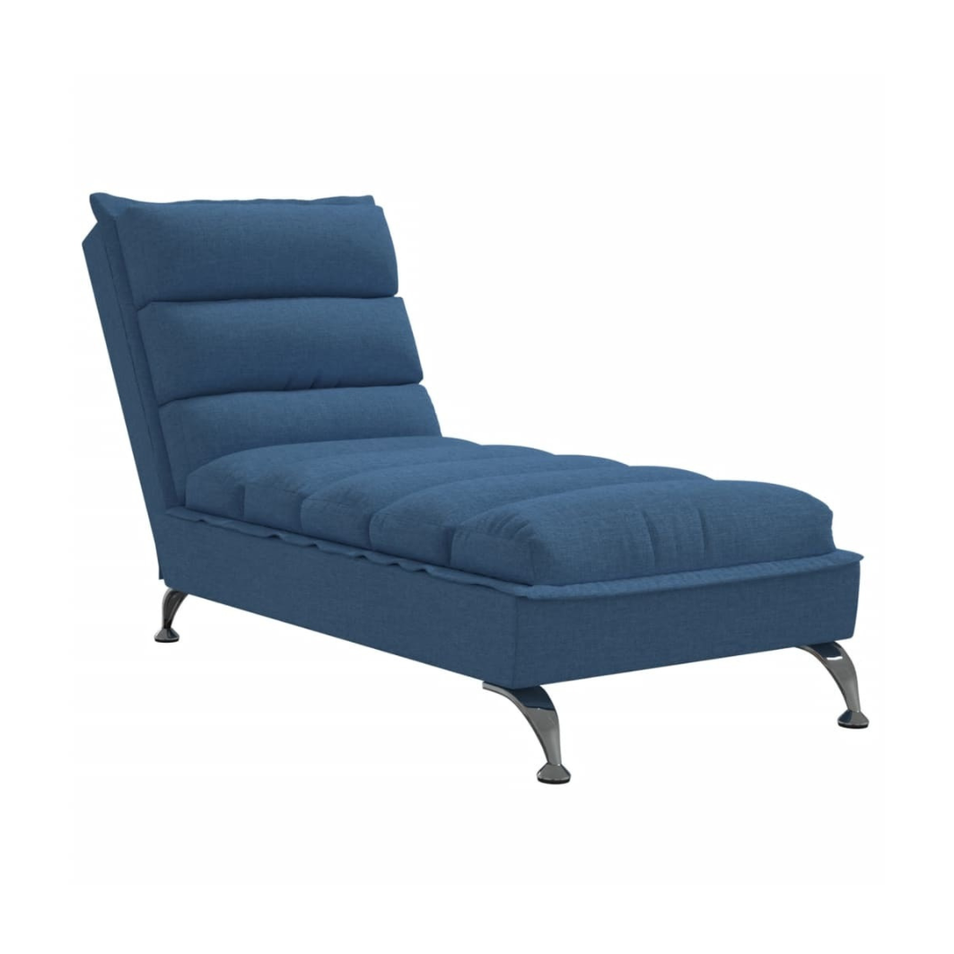 Chaise Lounge with Cushions Blue Fabric