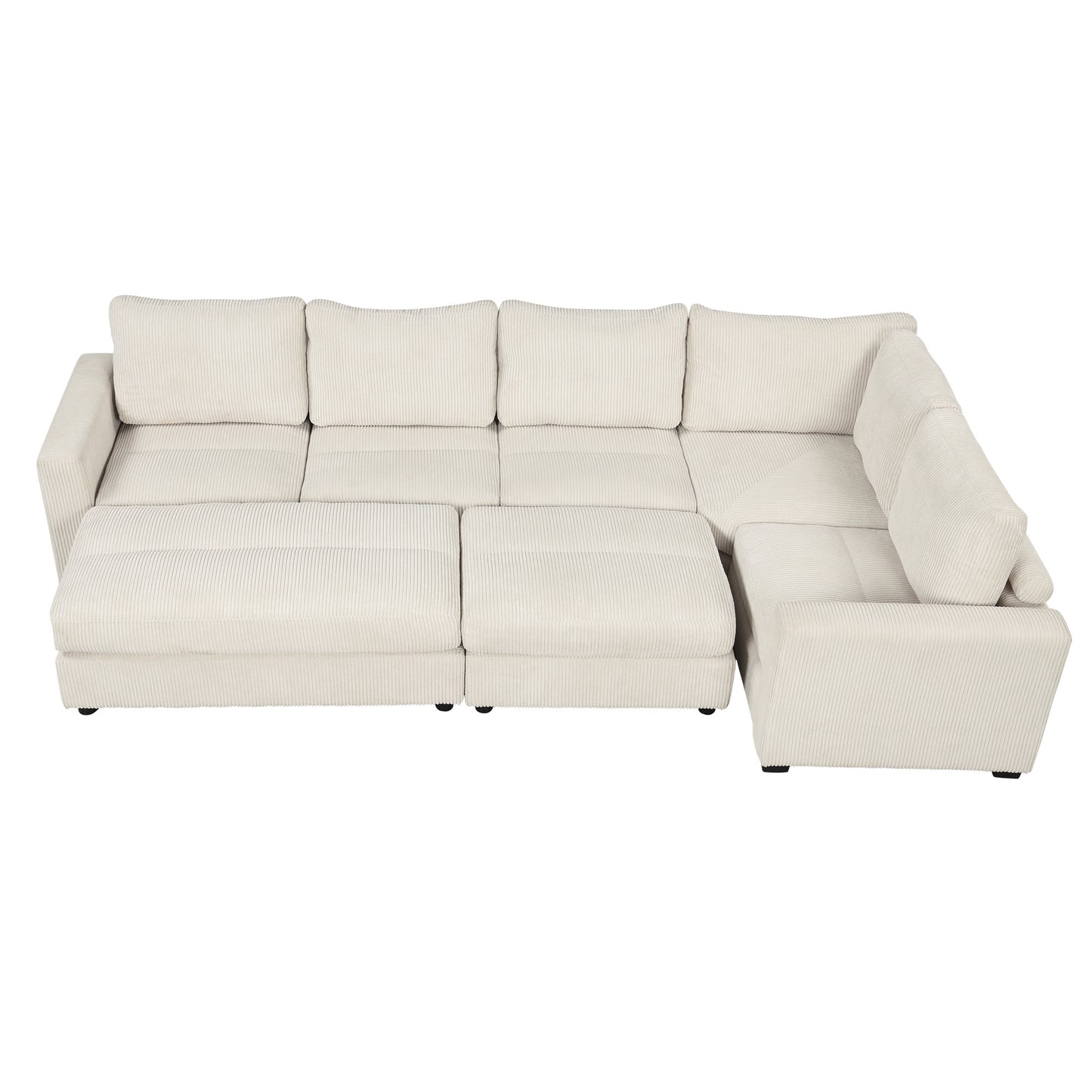 121.3" Sectional Couch Sofa Bed Modular Sofa with Two Movable Ottomans for Living Room (Old SKU:N719S001640A), Beige