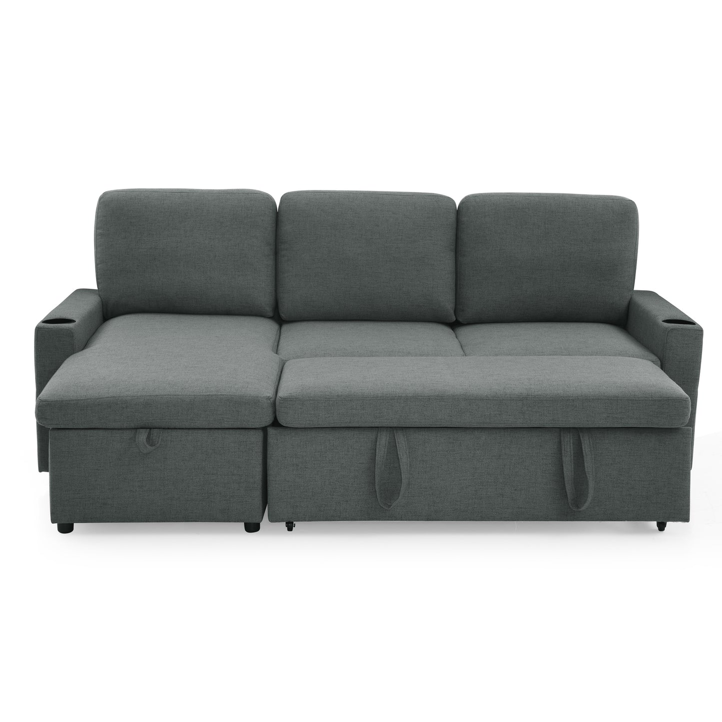 Linen Upholstered Sleeper Sectional Sofa