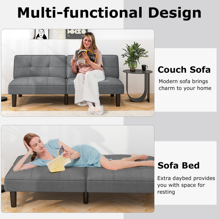 Convertible Folding Futon Sofa Bed with 6-Position Adjustable Backrest