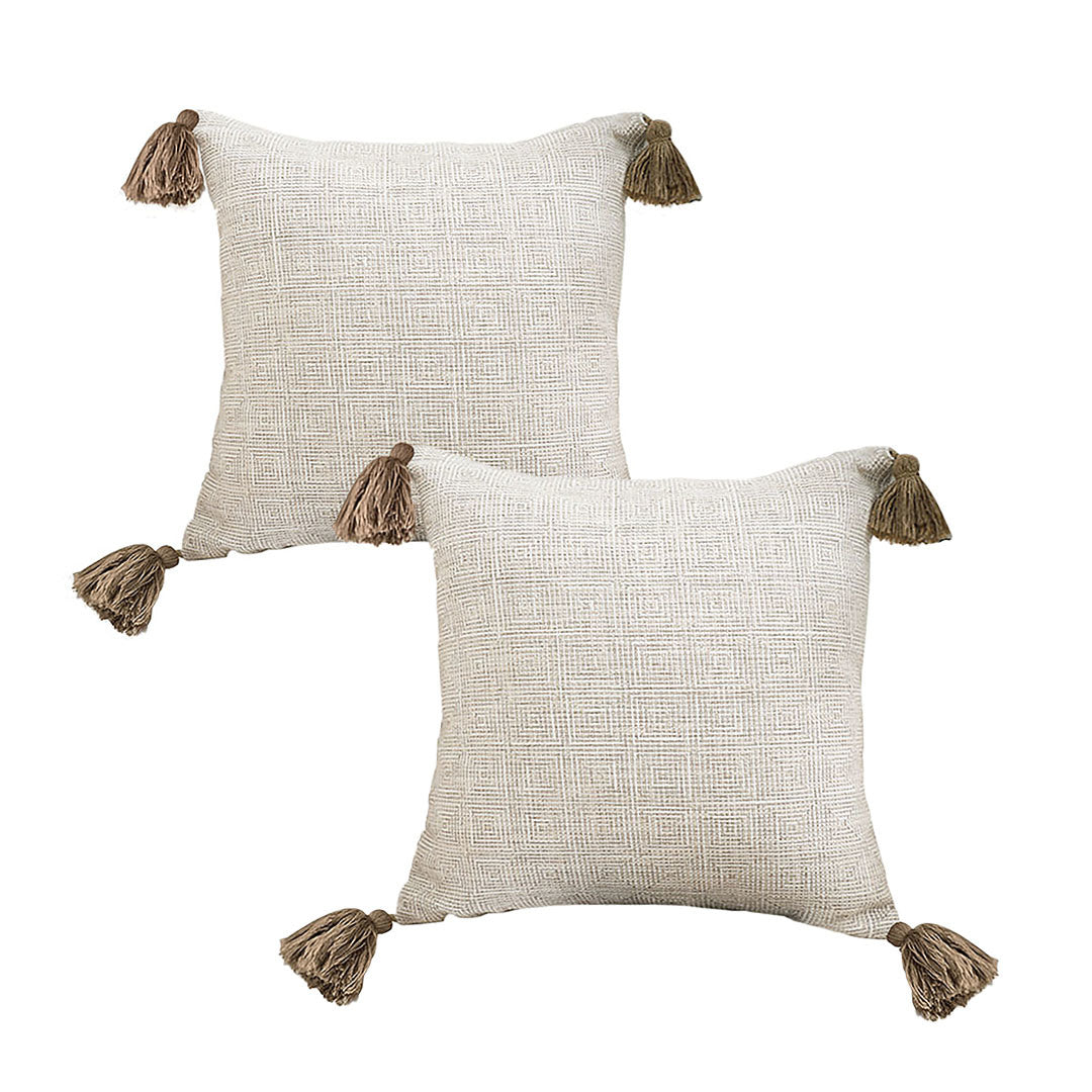 SOGA 2X 50cm Beige Pillow Textured Throw Cover, Luxurious Rib Knit Ribbed Cotton Throw Pillow