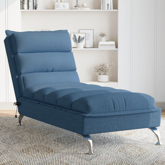 Massage Chaise Lounge with Cushions Blue Fabric