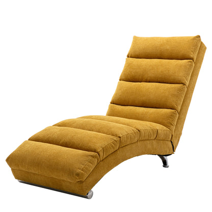 COOLMORE Linen Massage Chaise Lounge Indoor with Remote Control,Ergonomic Electric Massage Long Lounger with 5 Modes for Office, Living Room,Bedroom (Mustard)