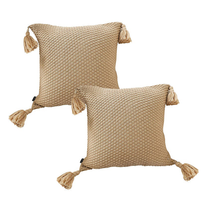 SOGA 50CM Light Brown Pillow with Tassel Accents, Rizzy Transitional Cover Throw Pillow