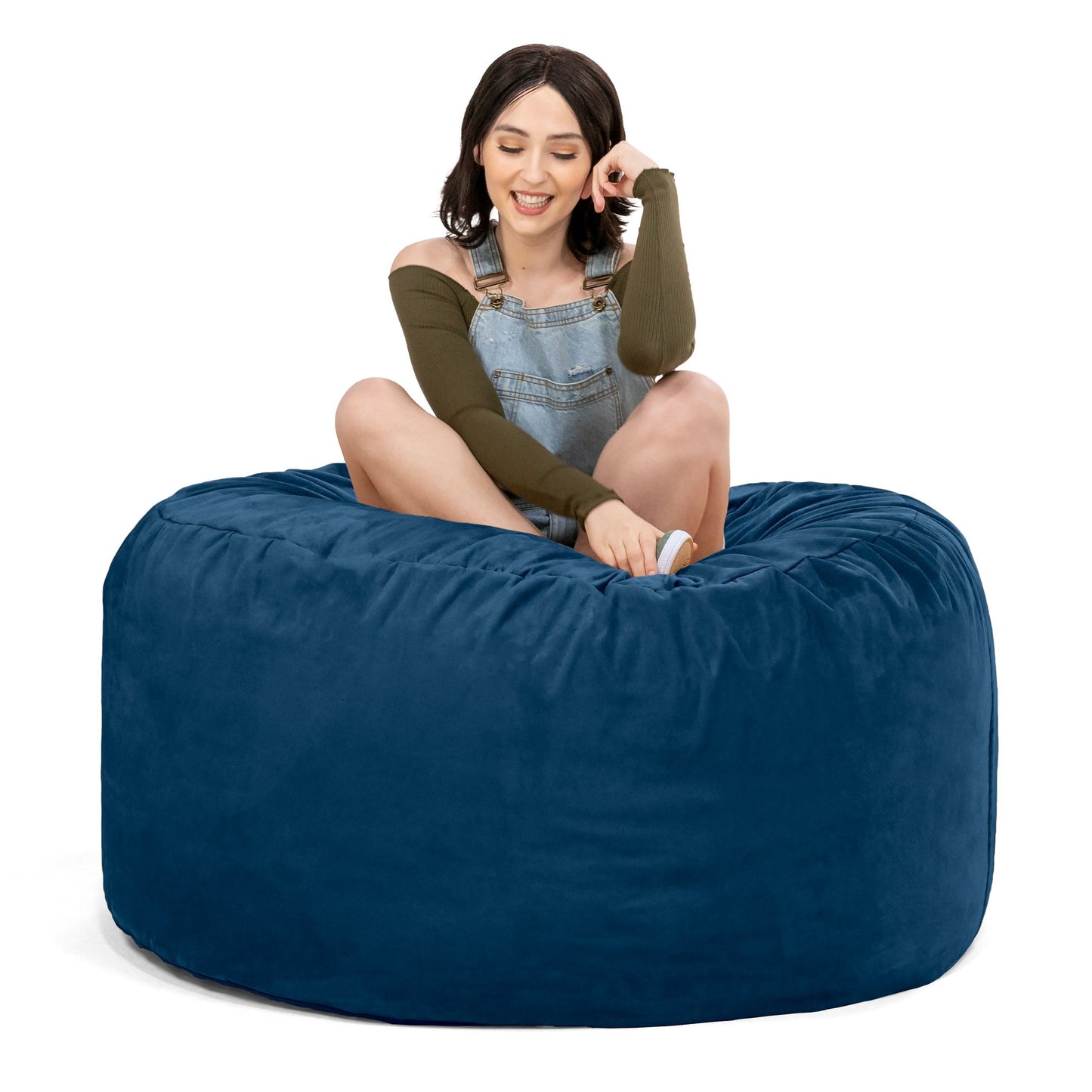 Jaxx Saxx 4 Foot Round Bean Bag w/ Removable Cover, Navy