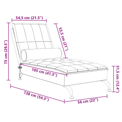 Massage Chaise Lounge with Bolster Dark Gray Fabric