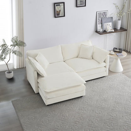 Chenille Two-Seater Sofa with 1 Footrest