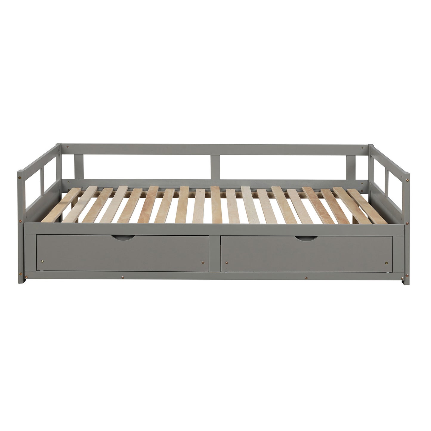 Wooden Daybed with Trundle Bed and Two Storage Drawers , Extendable Bed Daybed,Sofa Bed for Bedroom Living Room, Gray