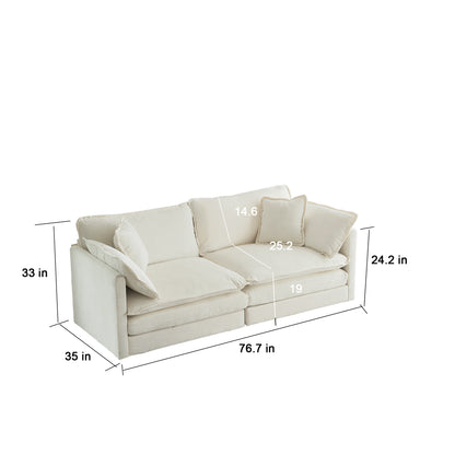 Chenille Two-Seater Sofa with 1 Footrest