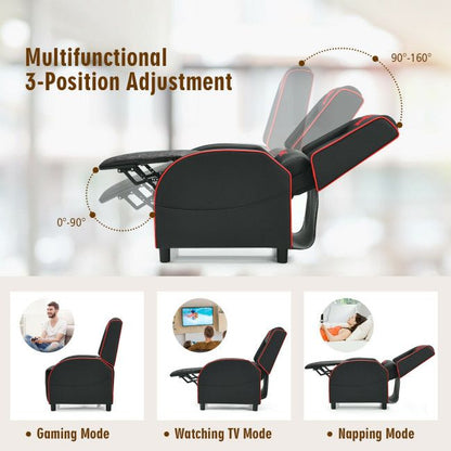 Massage Gaming Recliner Chair with Headrest and Adjustable Backrest for Home Theater