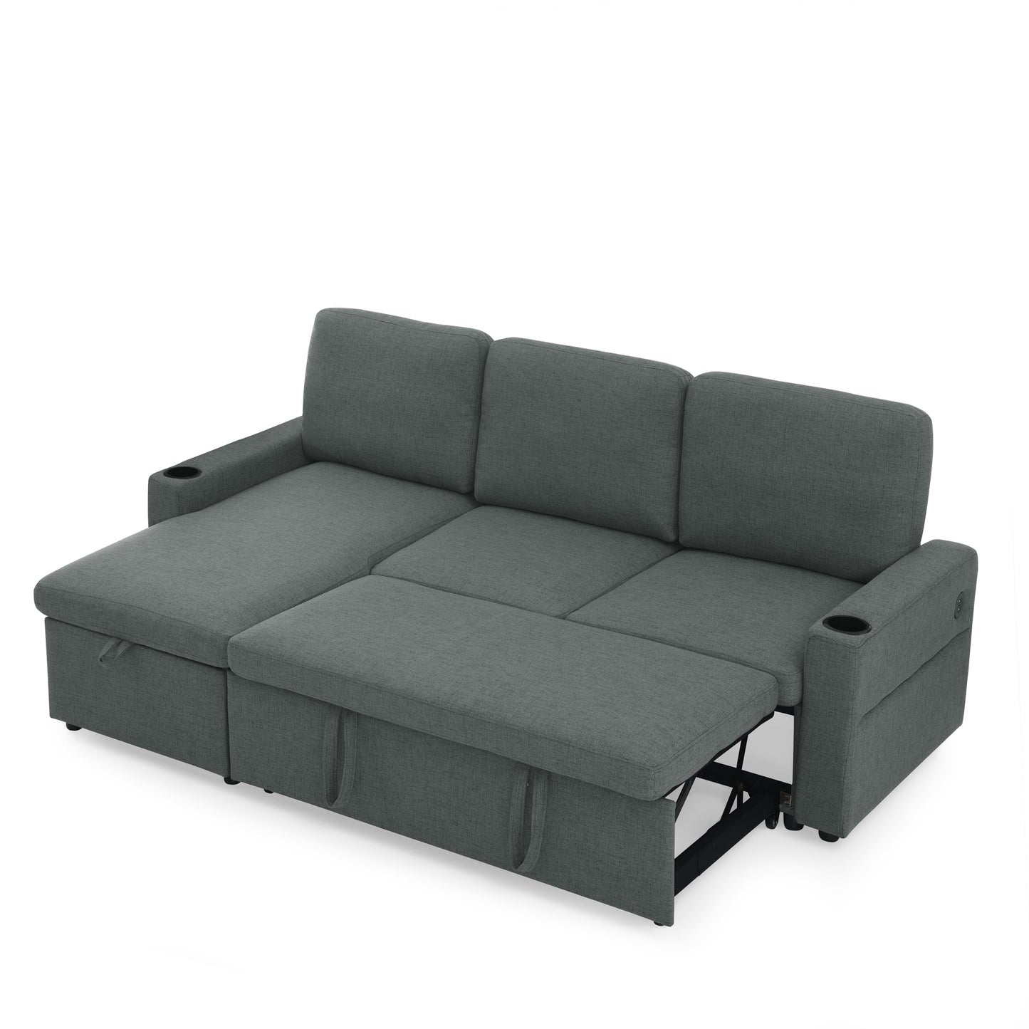 Linen Upholstered Sleeper Sectional Sofa