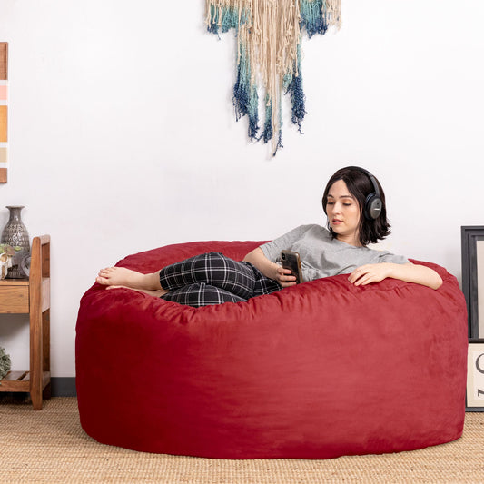 Jaxx Saxx 5 Foot Large Bean Bag w/ Removable Cover, Cinnabar