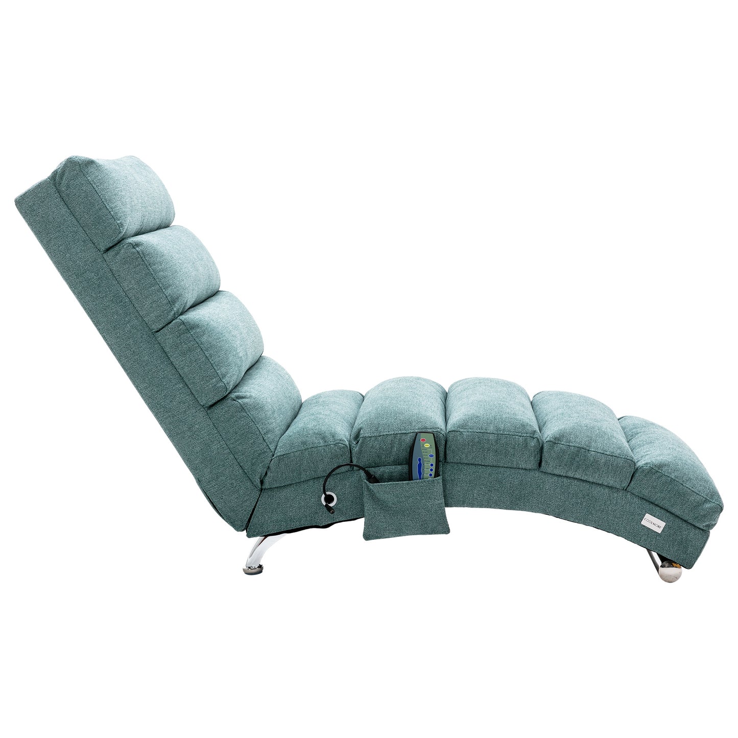 COOLMORE Linen Massage Chaise Lounge Indoor with Remote Control,Ergonomic Electric Massage Long Lounger with 5 Modes for Office, Living Room,Bedroom (Teal)