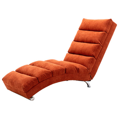 COOLMORE Linen Massage Chaise Lounge Indoor with Remote Control,Ergonomic Electric Massage Long Lounger with 5 Modes for Office, Living Room,Bedroom (Orange)