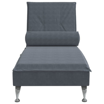 Massage Chaise Lounge with Bolster Dark Gray Velvet