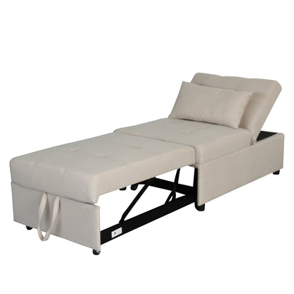 Folding Ottoman Sofa Bed Beige