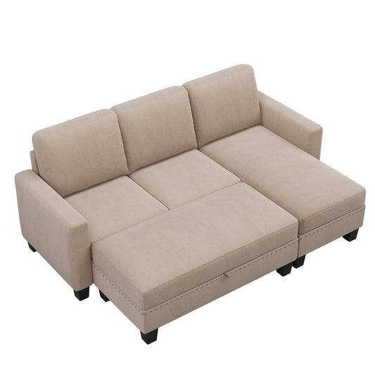 Sectional Couch with Storage Ottoman L-Shaped Sofa