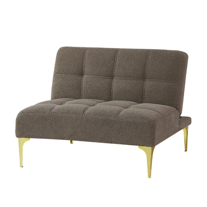 Convertible sofa bed single chair futon with gold metal legs teddy fabric