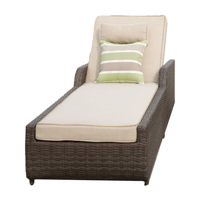 Backrest Rattan Chaise Lounge Set with Cushions