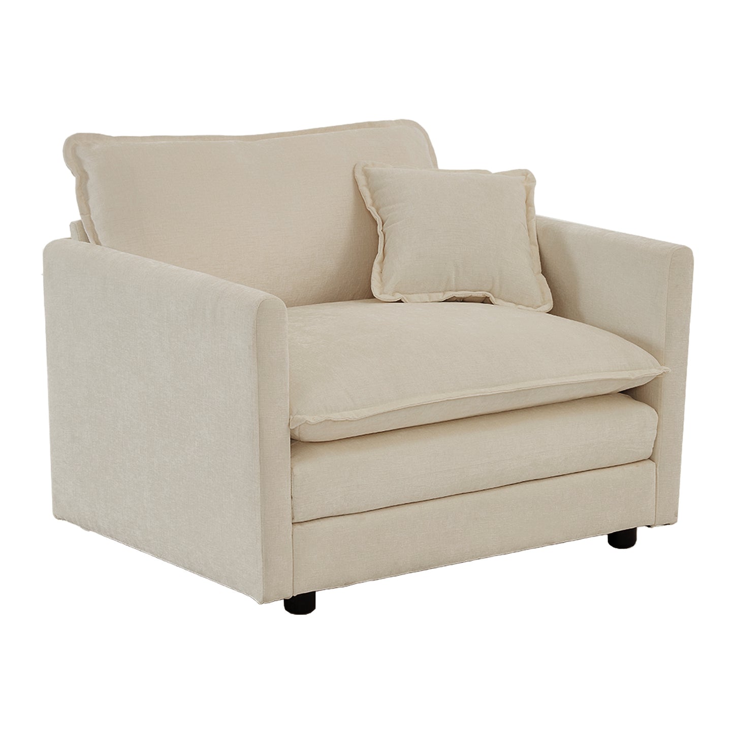 2 Seater Loveseat and Chair Set, 2 Piece Sofa & Chair Set, Loveseat and Accent Chair , 2-Piece Upholstered Chenille Sofa Living Room Couch Furniture(1+2 Seat ) ,Beige Chenille