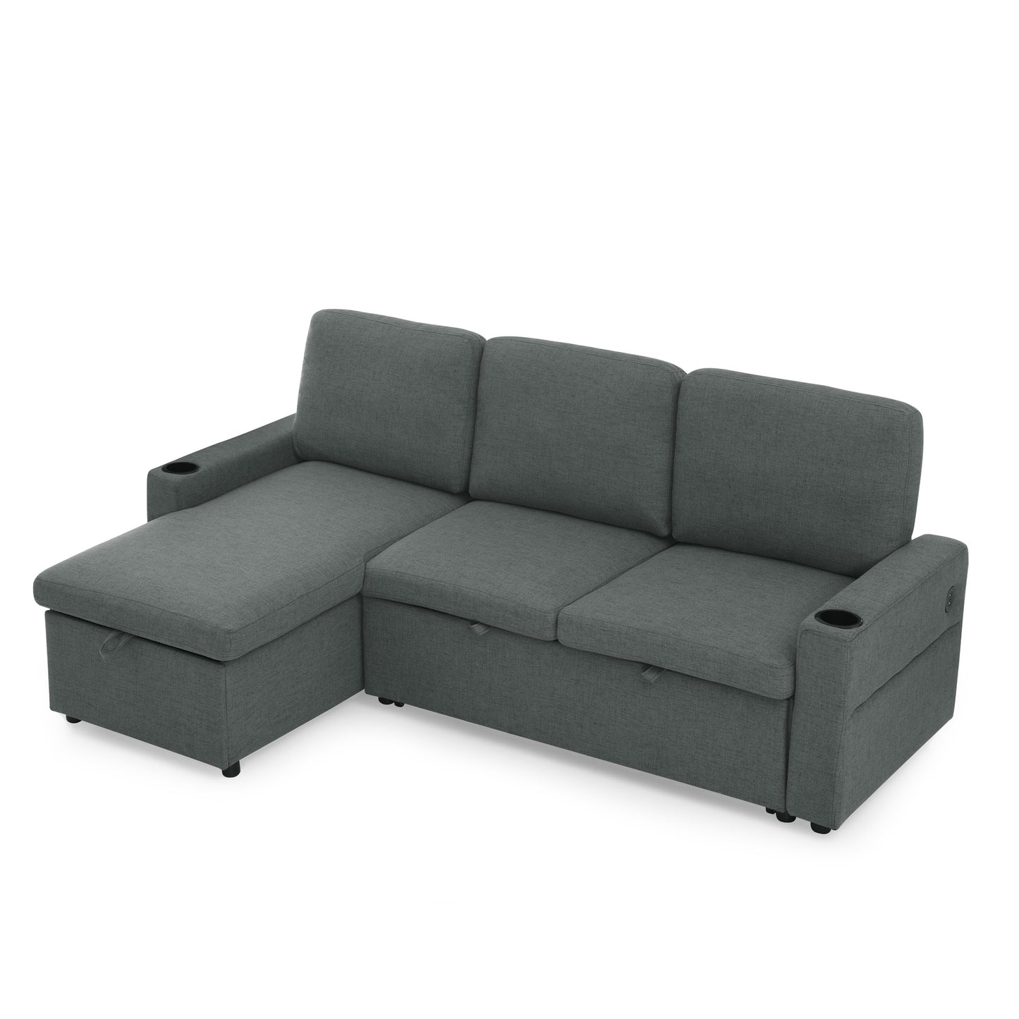 Linen Upholstered Sleeper Sectional Sofa