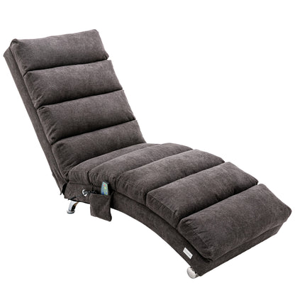 COOLMORE Linen Massage Chaise Lounge Indoor with Remote Control,Ergonomic Electric Massage Long Lounger with 5 Modes for Office, Living Room,Bedroom (Dark Gray)