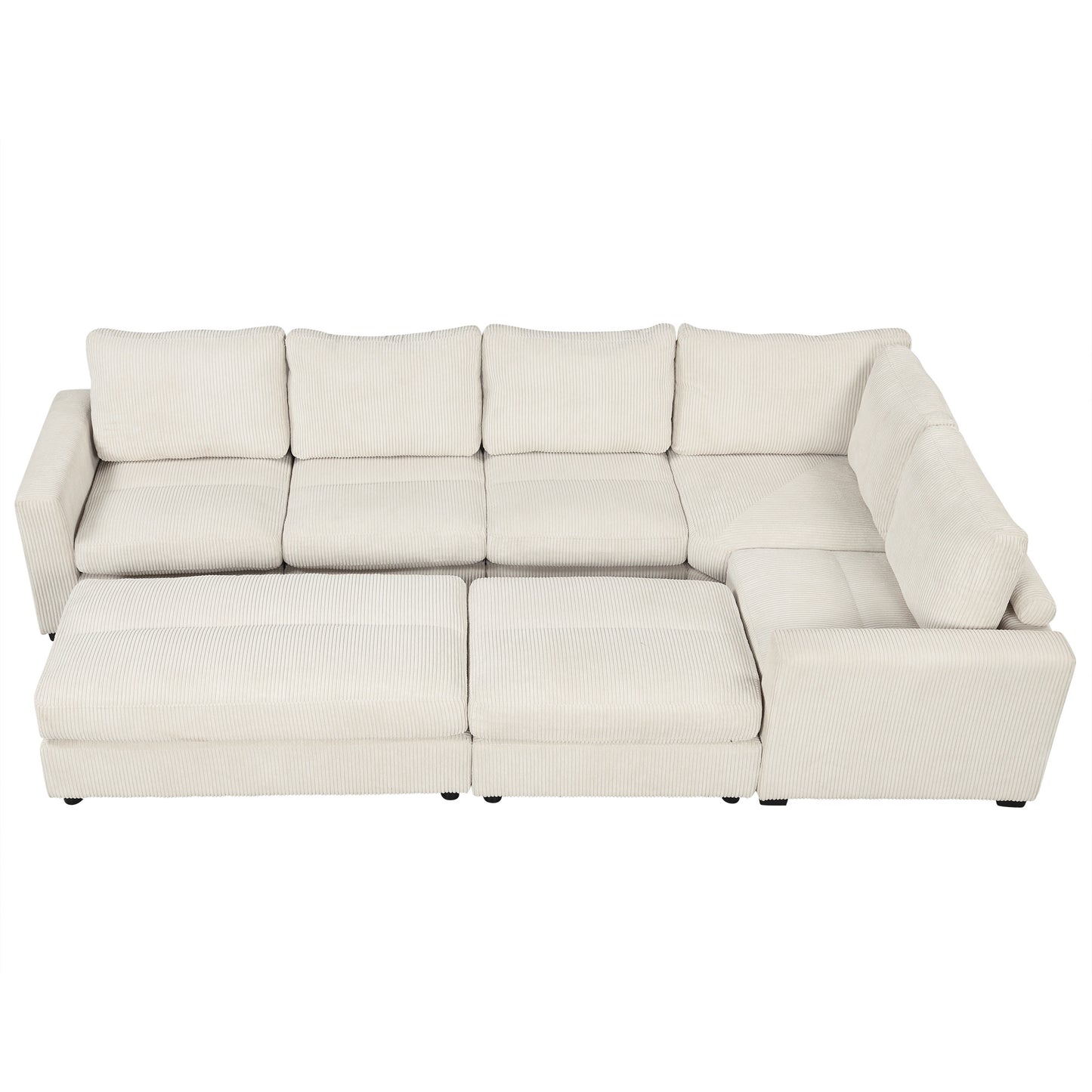 121.3" Sectional Couch Sofa Bed Modular Sofa with Two Movable Ottomans for Living Room (Old SKU:N719S001640A), Beige