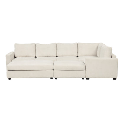 121.3" Sectional Couch Sofa Bed Modular Sofa with Two Movable Ottomans for Living Room (Old SKU:N719S001640A), Beige