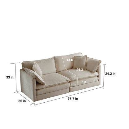 2 Seater Loveseat and Chair Set, 2 Piece Sofa & Chair Set, Loveseat and Accent Chair , 2-Piece Upholstered Chenille Sofa Living Room Couch Furniture(1+2 Seat ) ,Beige Chenille