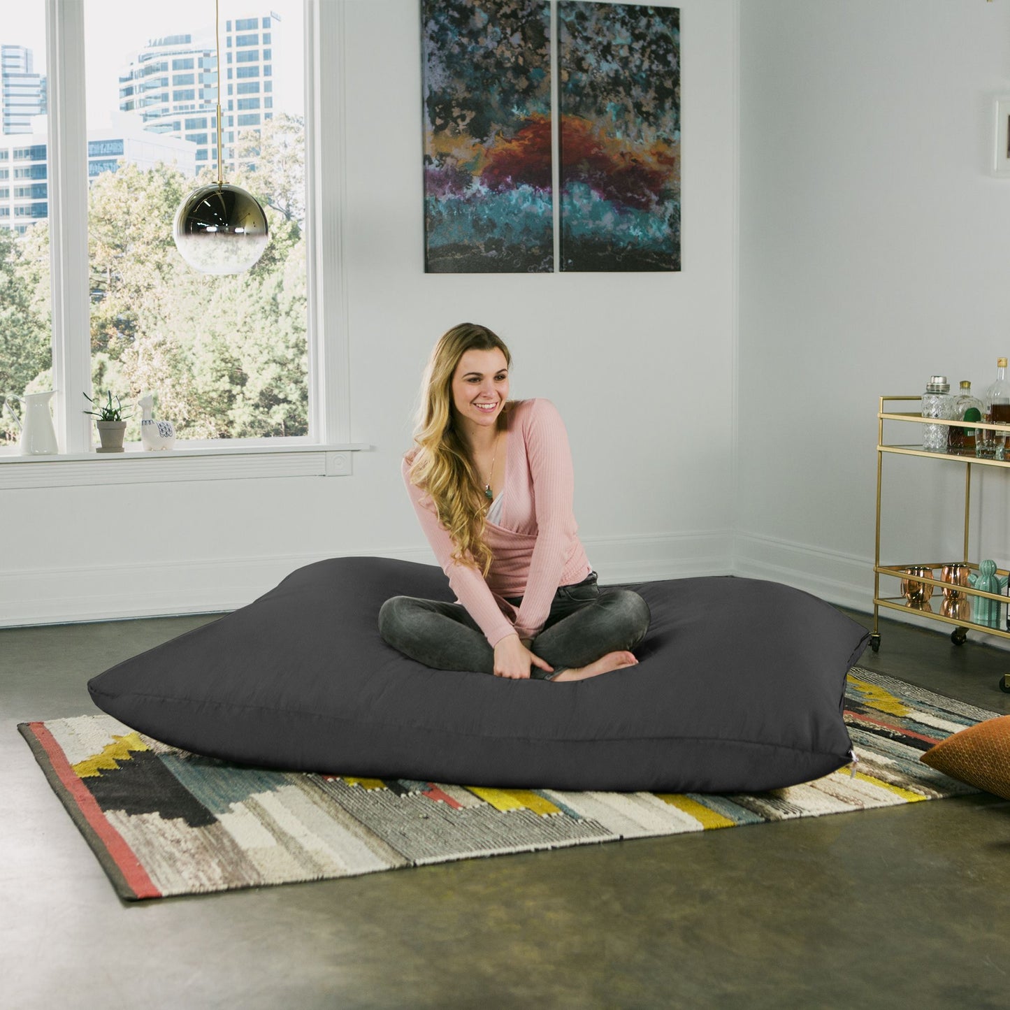 Jaxx 5.5 ft Pillow Saxx Bean Bag Pillow, Black