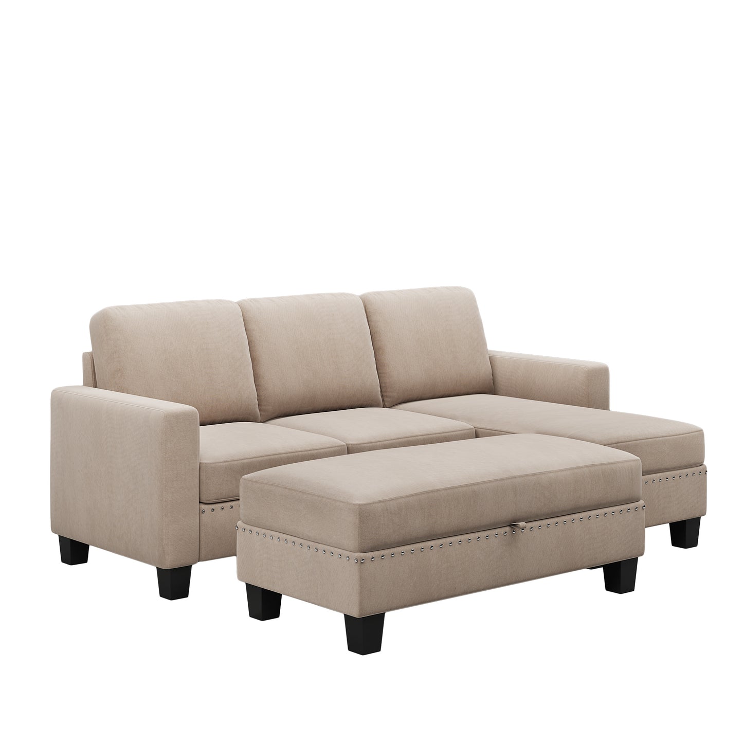 Sectional Couch with Storage Ottoman L-Shaped Sofa