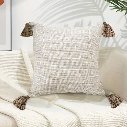 SOGA 2X 50cm Beige Pillow Textured Throw Cover, Luxurious Rib Knit Ribbed Cotton Throw Pillow