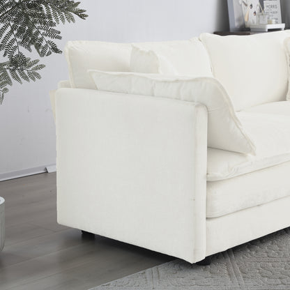 Chenille Two-Seater Sofa with 1 Footrest