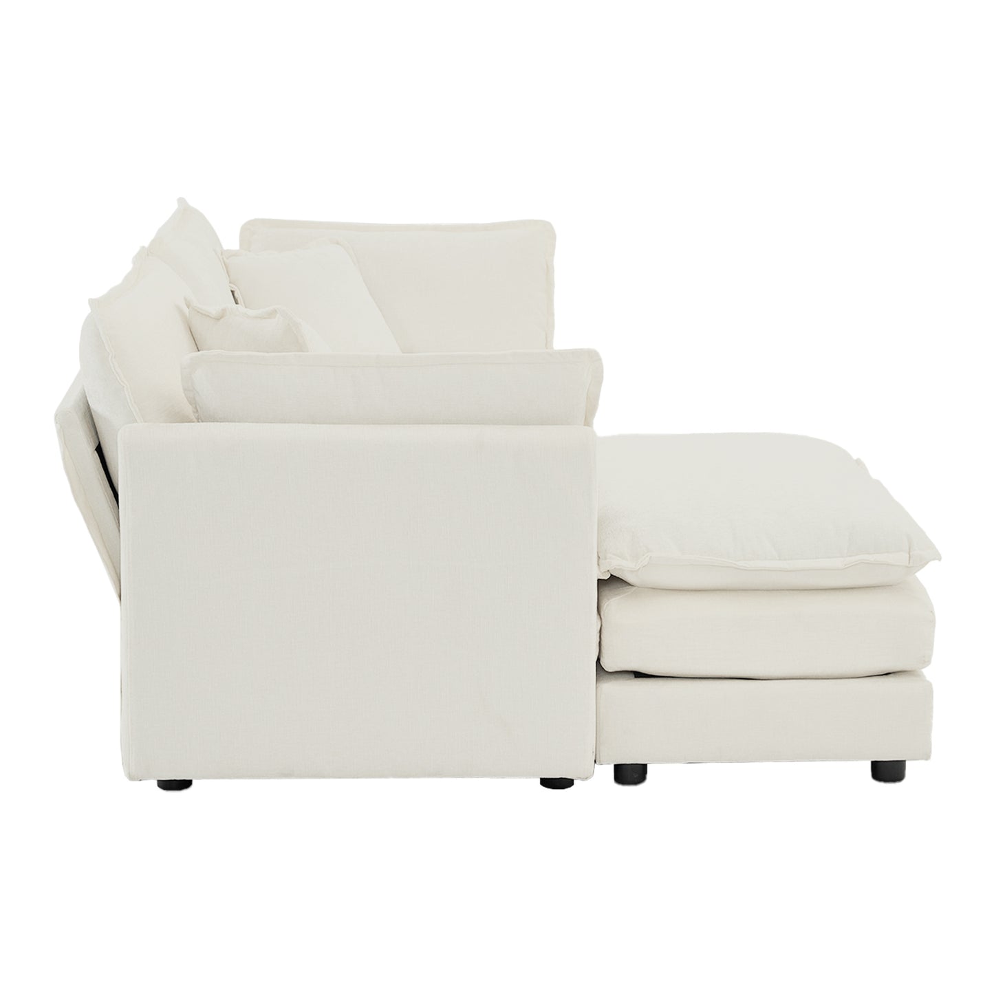 Chenille Two-Seater Sofa with 1 Footrest