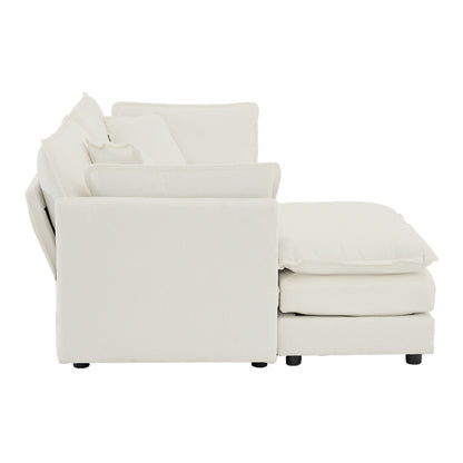 Chenille Two-Seater Sofa with 1 Footrest