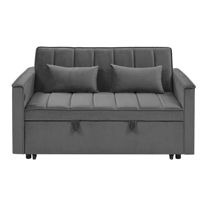 54.33 inch versatile foldable sofa bed in 3 lengths, modern sofa sofa sofa velvet pull-out bed, adjustable back (GRAY)