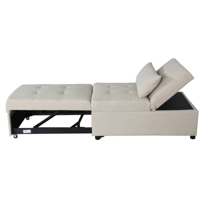 Folding Ottoman Sofa Bed Beige