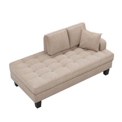 Deep Tufted Upholstered Textured Fabric Chaise Lounge