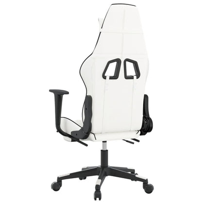 Gaming Chair with Footrest White and Black Faux Leather