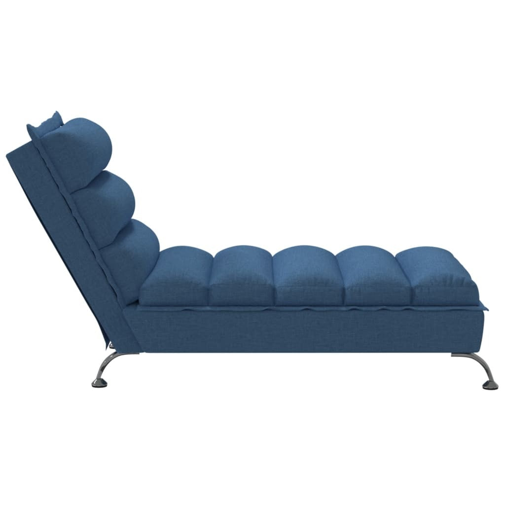 Chaise Lounge with Cushions Blue Fabric