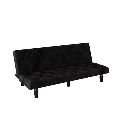 Sofa-to-Bed Evolution: 66" Black Velvet Sofa Bed Transforms Seamlessly, Ideal for Family Living Rooms, Apartments, and Bedrooms