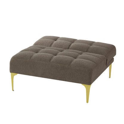 Convertible sofa bed single chair futon with gold metal legs teddy fabric