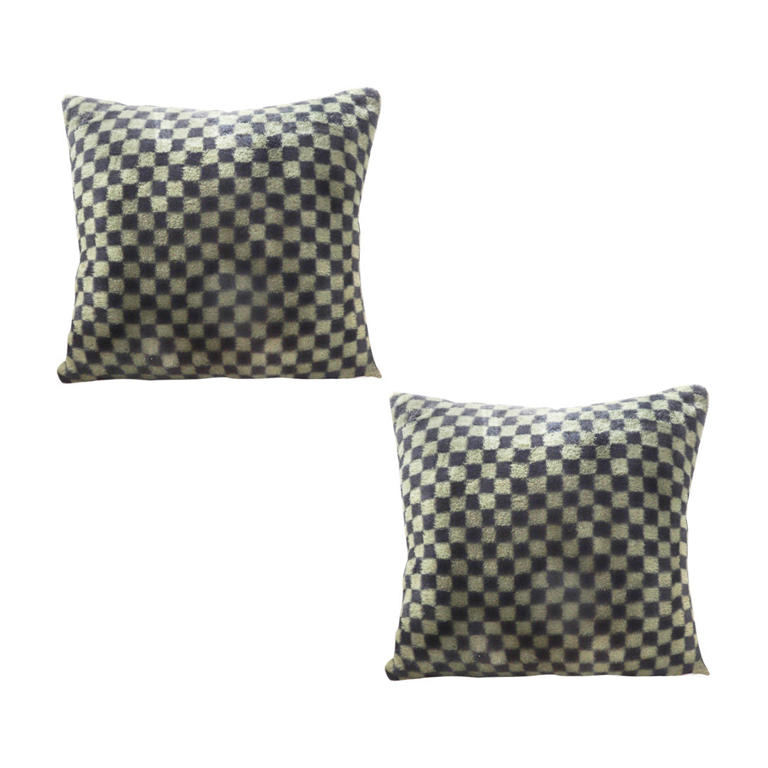 SOGA 2X 45cm Urban Light Luxury Pillow Dark Night Green Checkered Square Throw Pillow