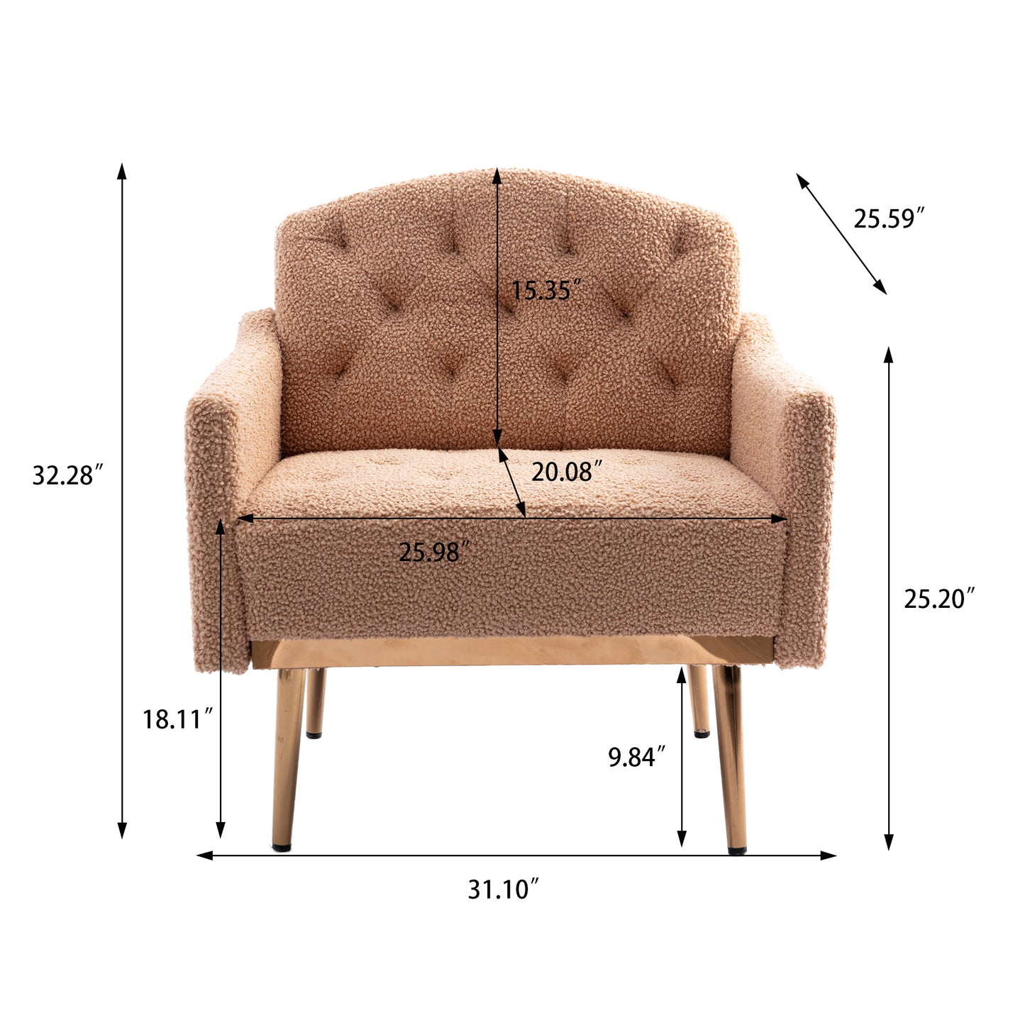 Leisure single sofa with Rose Golden feet