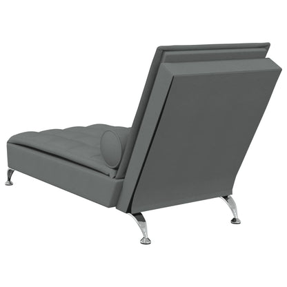 Massage Chaise Lounge with Bolster Dark Gray Fabric