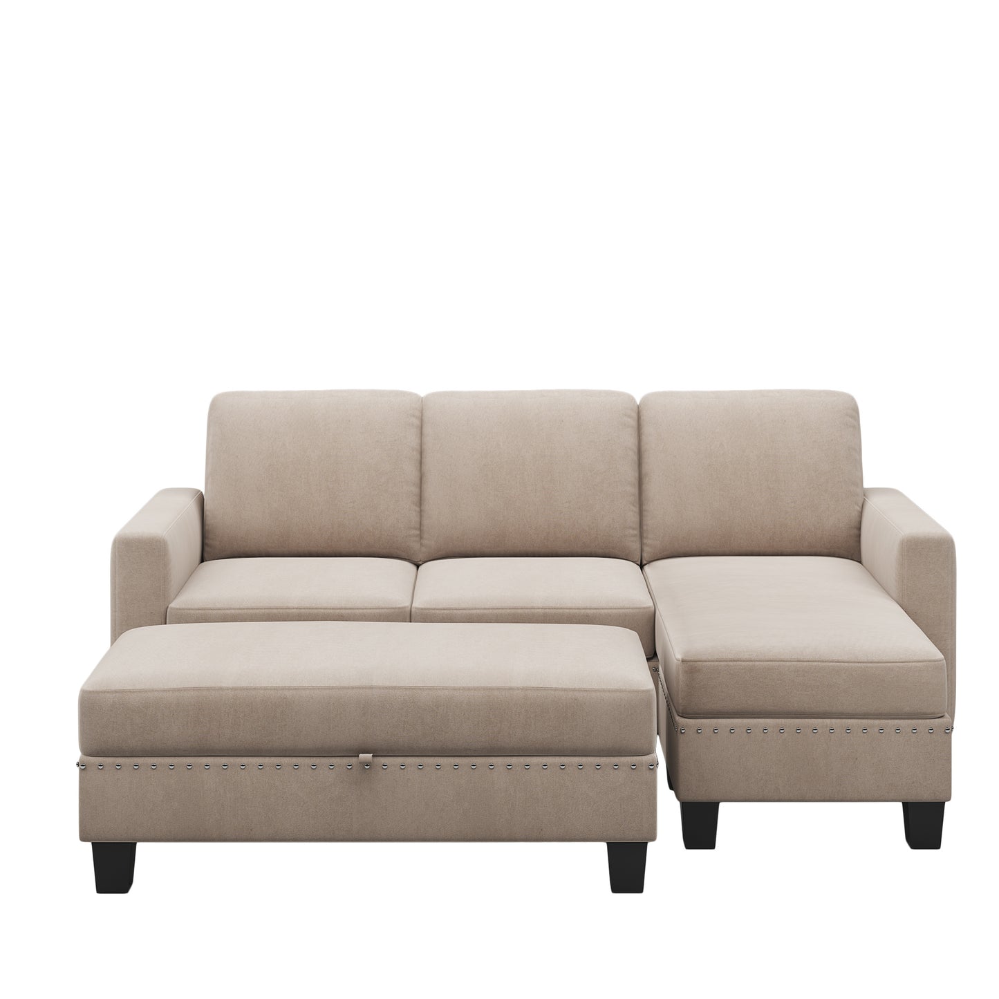 Sectional Couch with Storage Ottoman L-Shaped Sofa