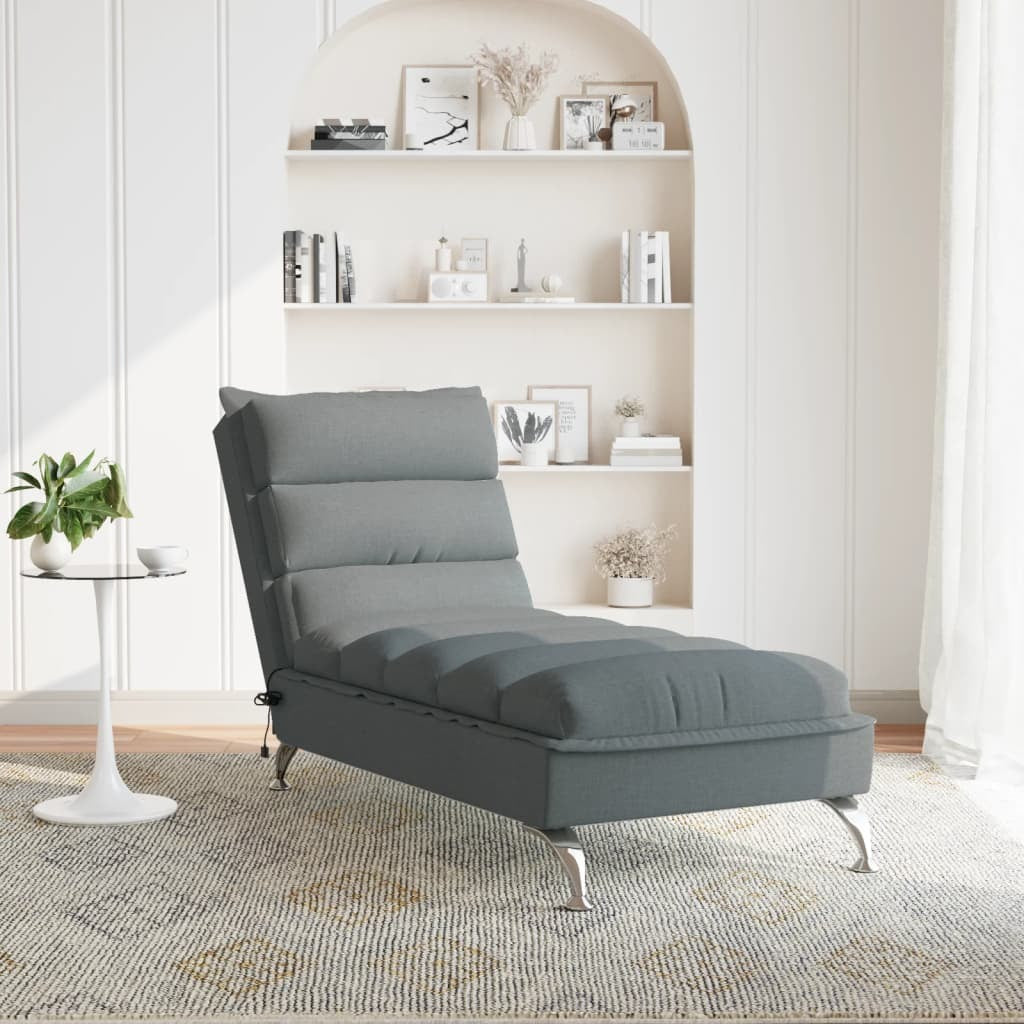 Massage Chaise Lounge with Cushions Dark Gray Fabric