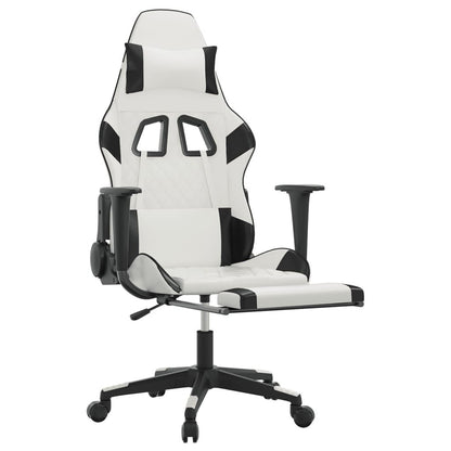 Gaming Chair with Footrest White and Black Faux Leather