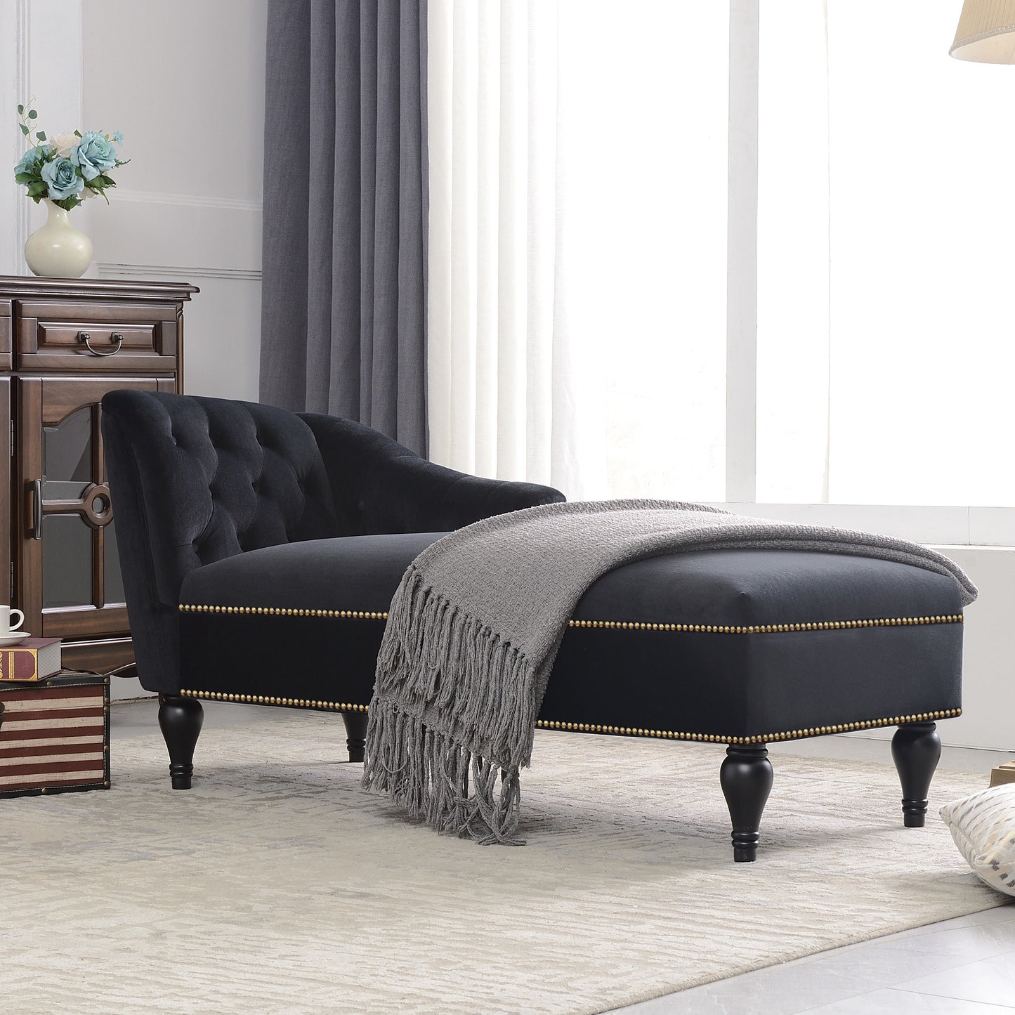 Button Tufted Right Arm Facing Lounge Sofa