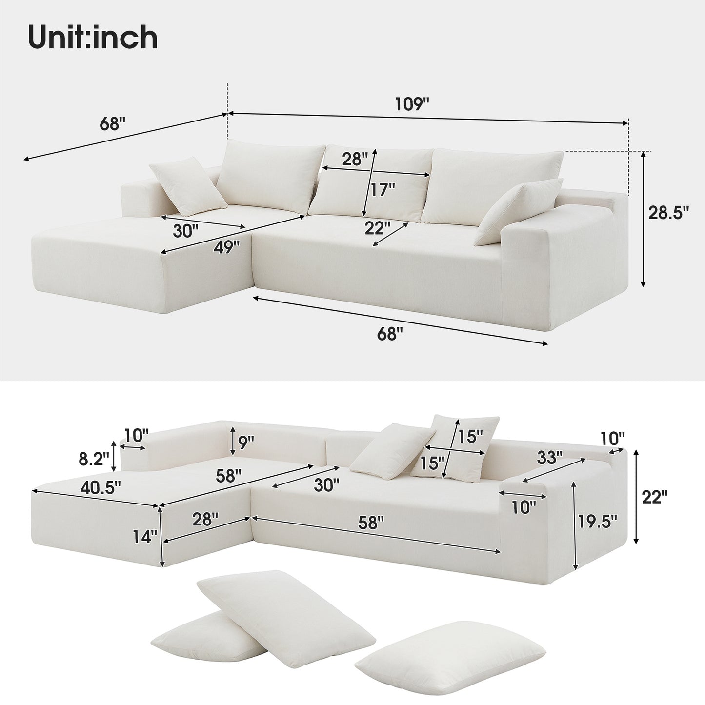 Modular Sectional Living Room Sofa Set